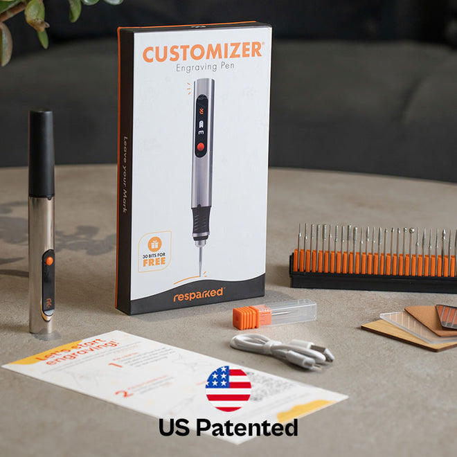 The Customizer engraving pen kit with bits and accessories