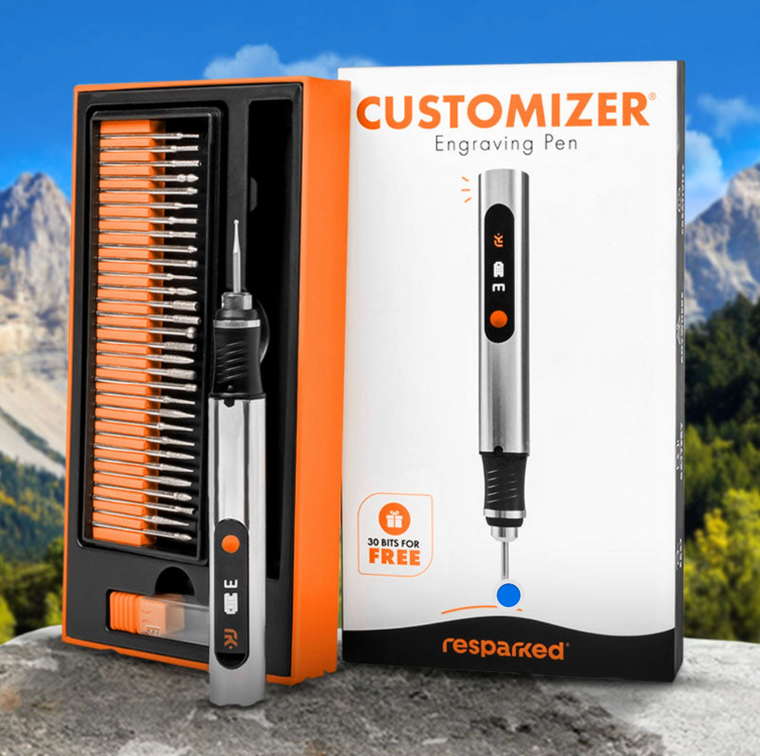 The Customizer engraving pen kit with bits, guide and accessories