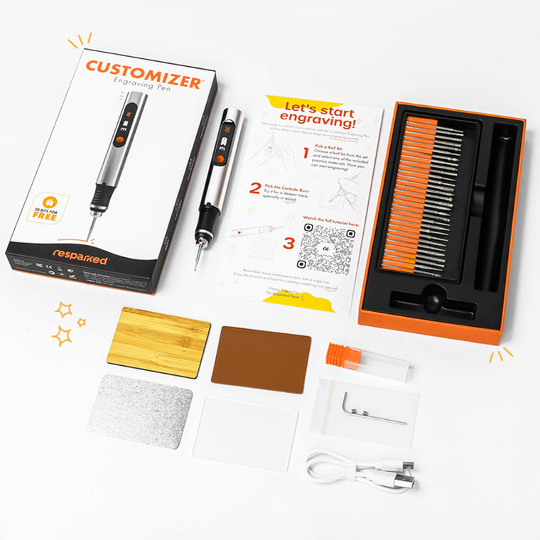 The Customizer engraving pen kit box with free gifts